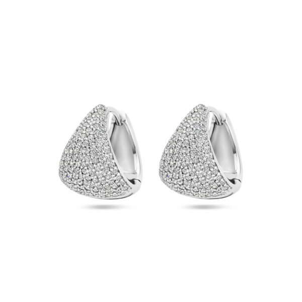 klapoorringen zirkonia 15 mm zilver gerhodineerd