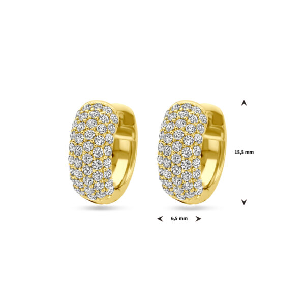 klapoorringen zirkonia 15,5 mm 1 micron zilver verguld (geel) - Afbeelding 4