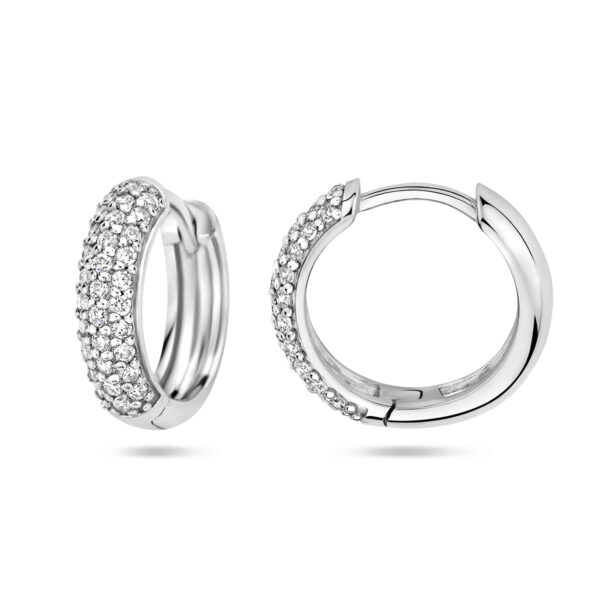 klapoorringen zirkonia 15,5 mm zilver gerhodineerd - Afbeelding 3