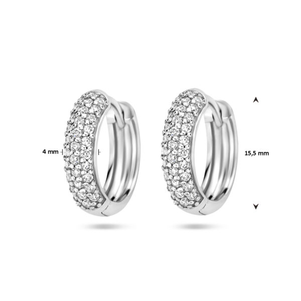 klapoorringen zirkonia 15,5 mm zilver gerhodineerd - Afbeelding 4