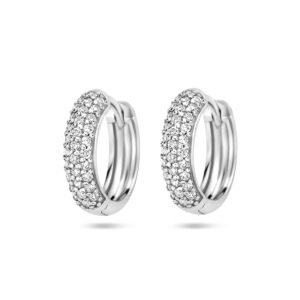 klapoorringen zirkonia 15,5 mm zilver gerhodineerd