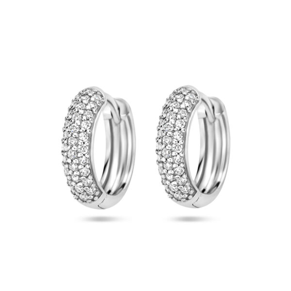 klapoorringen zirkonia 15,5 mm zilver gerhodineerd