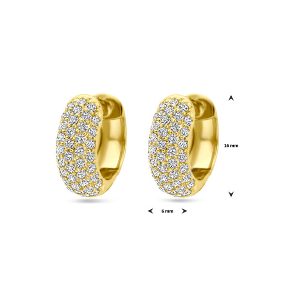 klapoorringen zirkonia 16 mm 1 micron zilver verguld (geel) - Afbeelding 4