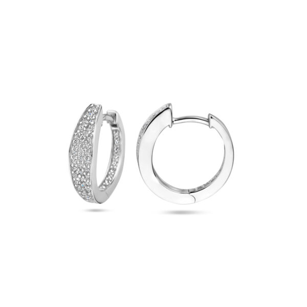klapoorringen zirkonia 16 mm zilver gerhodineerd - Afbeelding 3