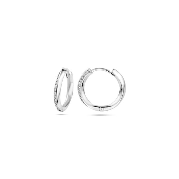klapoorringen zirkonia 16 mm zilver gerhodineerd - Afbeelding 3