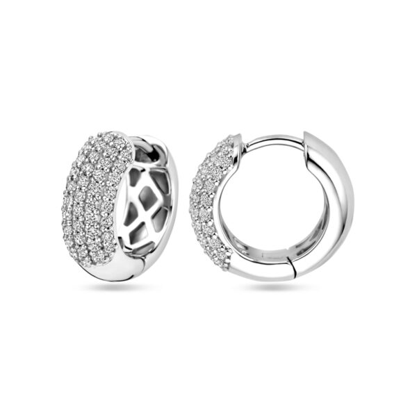 klapoorringen zirkonia 16 mm zilver gerhodineerd - Afbeelding 3