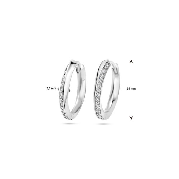 klapoorringen zirkonia 16 mm zilver gerhodineerd - Afbeelding 4