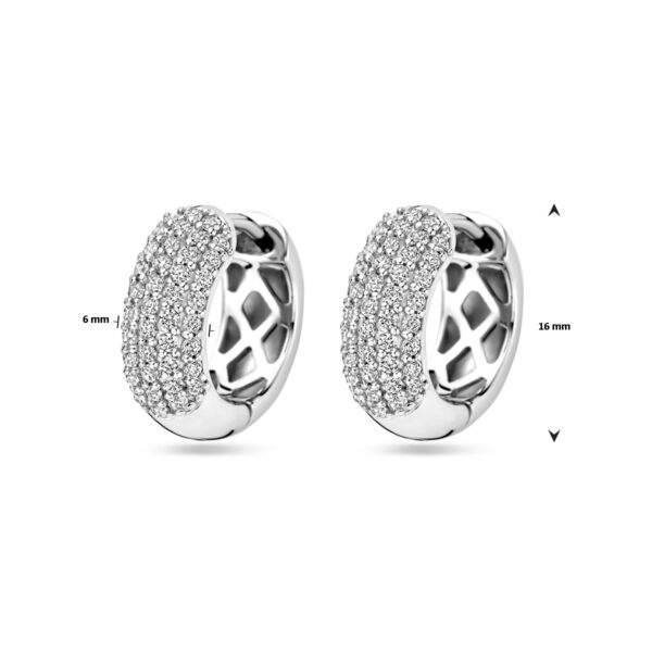 klapoorringen zirkonia 16 mm zilver gerhodineerd - Afbeelding 4