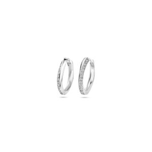klapoorringen zirkonia 16 mm zilver gerhodineerd