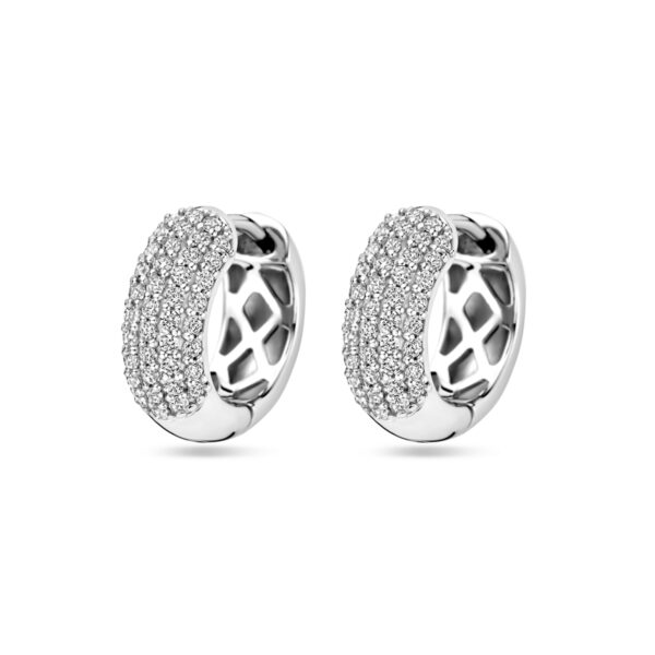klapoorringen zirkonia 16 mm zilver gerhodineerd