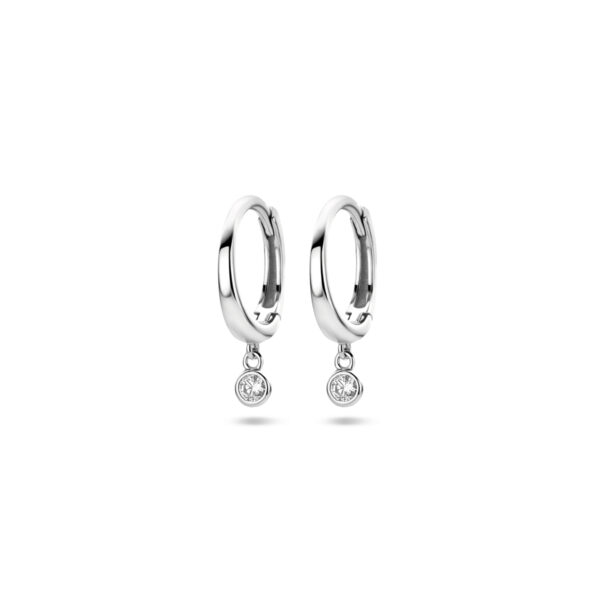 klapoorringen zirkonia 16 mm zilver gerhodineerd