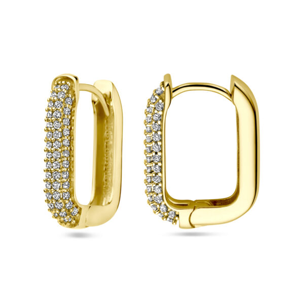 klapoorringen zirkonia 19 mm 14K geelgoud - Afbeelding 3