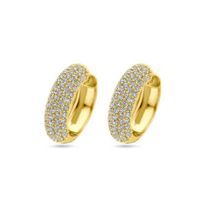 klapoorringen zirkonia 21 mm 1 micron zilver verguld (geel)