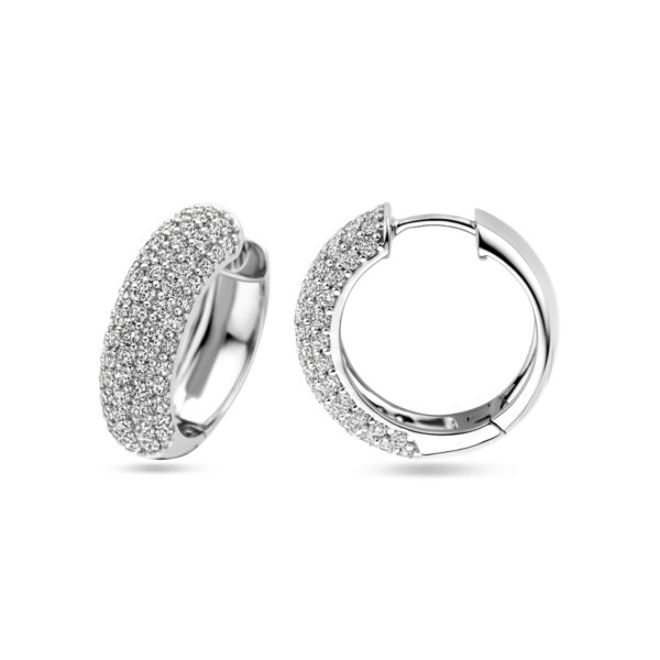 klapoorringen zirkonia 21 mm zilver gerhodineerd - Afbeelding 3