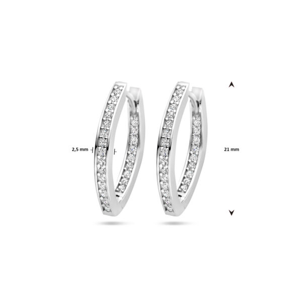 klapoorringen zirkonia 21 mm zilver gerhodineerd - Afbeelding 4