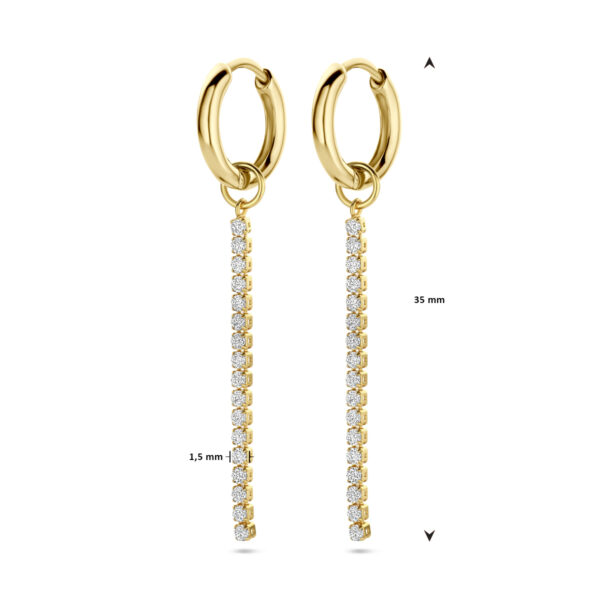 klapoorringen zirkonia 35 mm 1 micron zilver verguld (geel) - Afbeelding 4