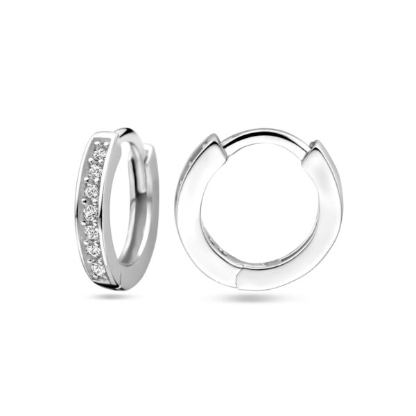 klapoorringen zirkonia 9 mm zilver gerhodineerd - Afbeelding 3