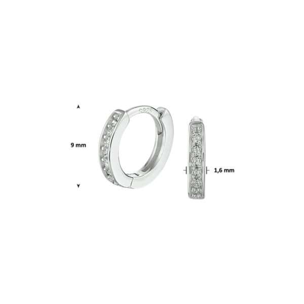 klapoorringen zirkonia 9 mm zilver gerhodineerd - Afbeelding 4