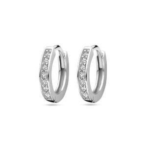 klapoorringen zirkonia 9 mm zilver gerhodineerd