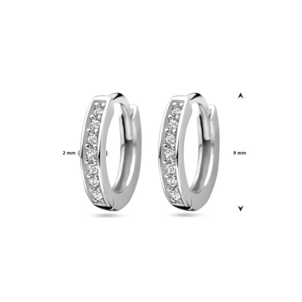 klapoorringen zirkonia 9 mm zilver gerhodineerd - Afbeelding 5