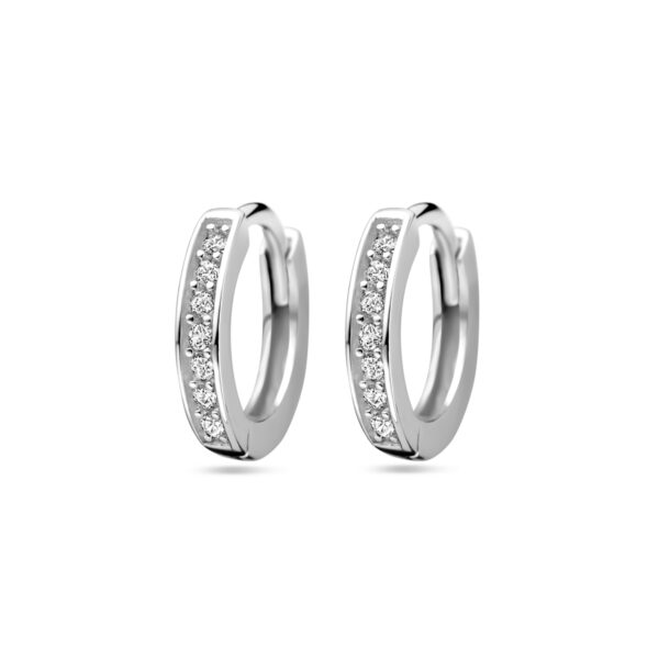 klapoorringen zirkonia 9 mm zilver gerhodineerd