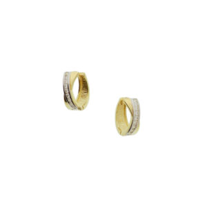 klapoorringen zirkonia bicolor gestift 14K geelgoud