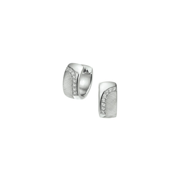 klapoorringen zirkonia en gescratcht zilver gerhodineerd
