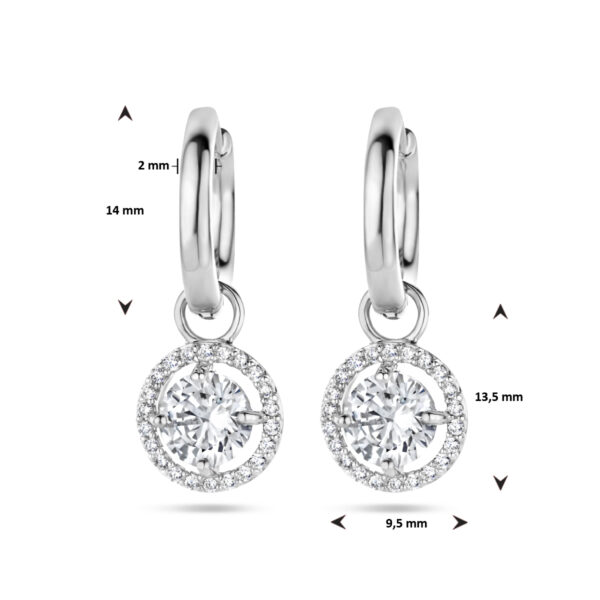 klapoorringen zirkonia halo zilver gerhodineerd - Afbeelding 4