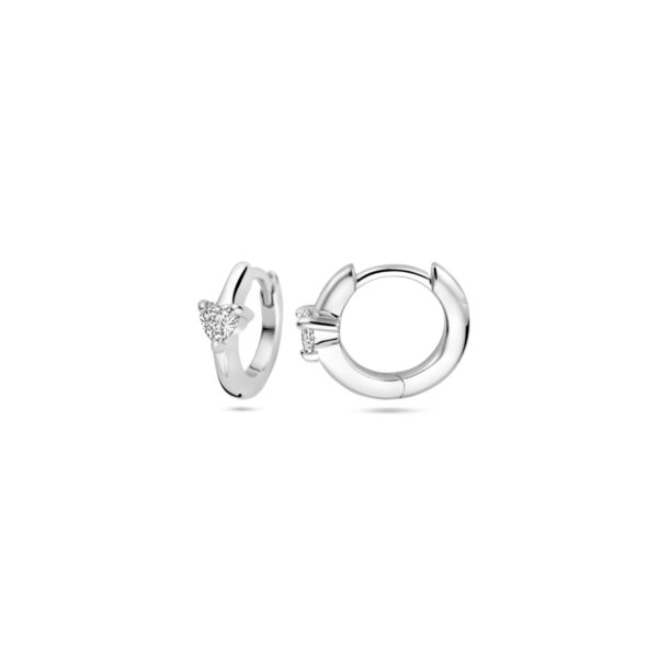 klapoorringen zirkonia hartjes 10 mm zilver gerhodineerd - Afbeelding 3