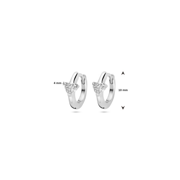 klapoorringen zirkonia hartjes 10 mm zilver gerhodineerd - Afbeelding 4