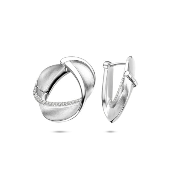 klapoorringen zirkonia poli/mat 21,5 mm zilver gerhodineerd - Afbeelding 3
