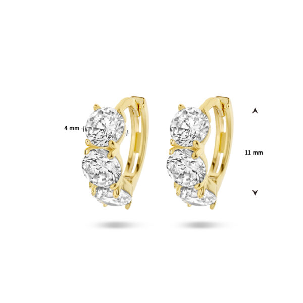 klapoorringen zirkonia wit 1 micron zilver verguld (geel) - Afbeelding 4