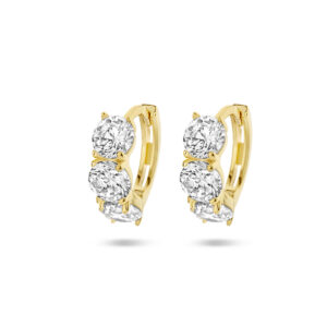 klapoorringen zirkonia wit 1 micron zilver verguld (geel)