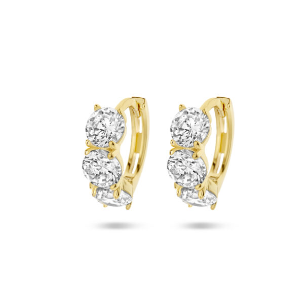 klapoorringen zirkonia wit 1 micron zilver verguld (geel)