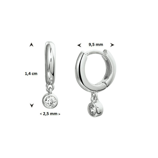 klapoorringen zirkonia zilver gerhodineerd - Afbeelding 2