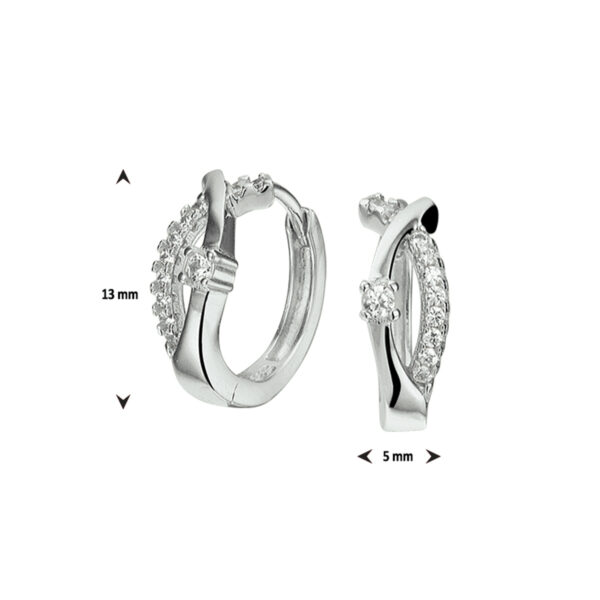 klapoorringen zirkonia zilver gerhodineerd - Afbeelding 2