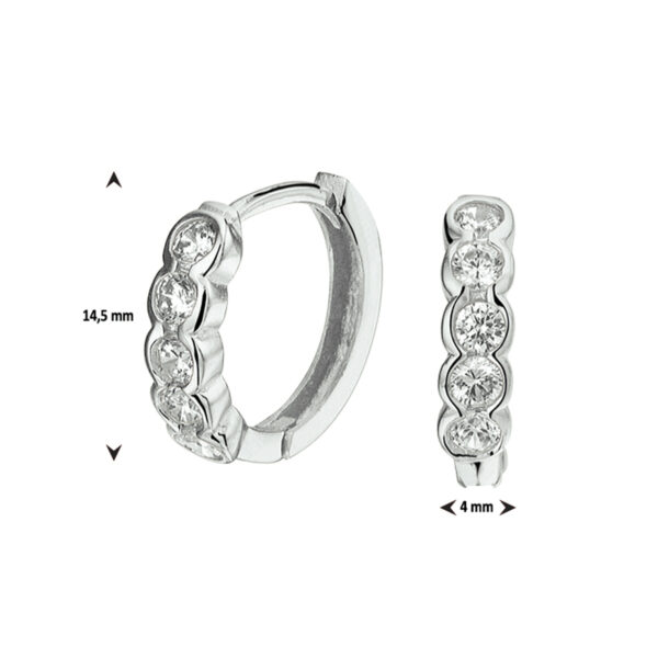klapoorringen zirkonia zilver gerhodineerd - Afbeelding 2