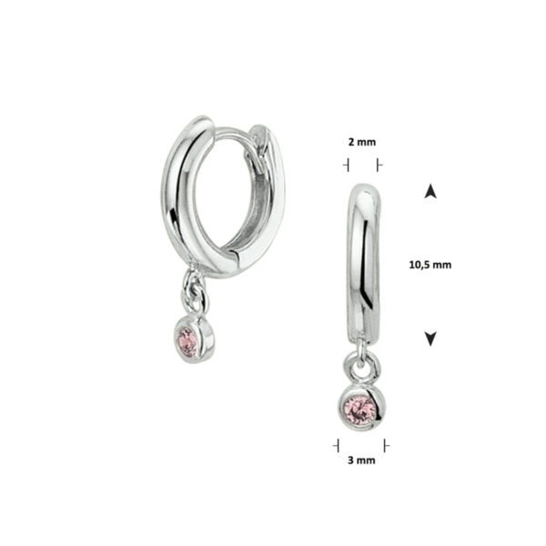klapoorringen zirkonia zilver gerhodineerd - Afbeelding 2
