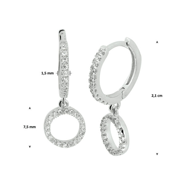 klapoorringen zirkonia zilver gerhodineerd - Afbeelding 2