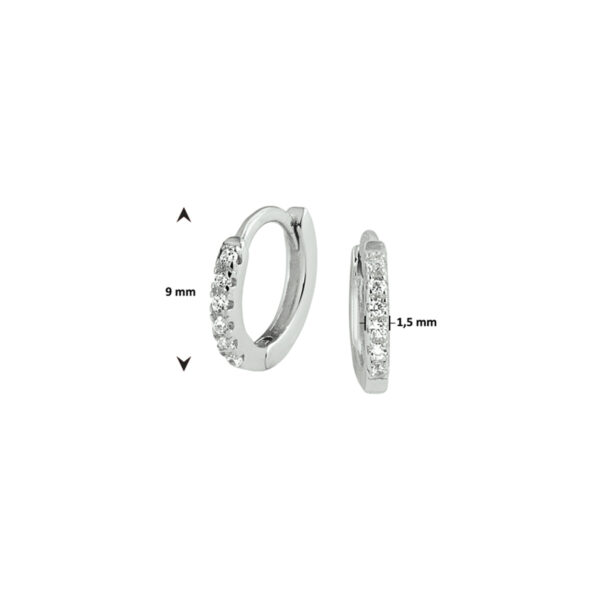 klapoorringen zirkonia zilver gerhodineerd - Afbeelding 2