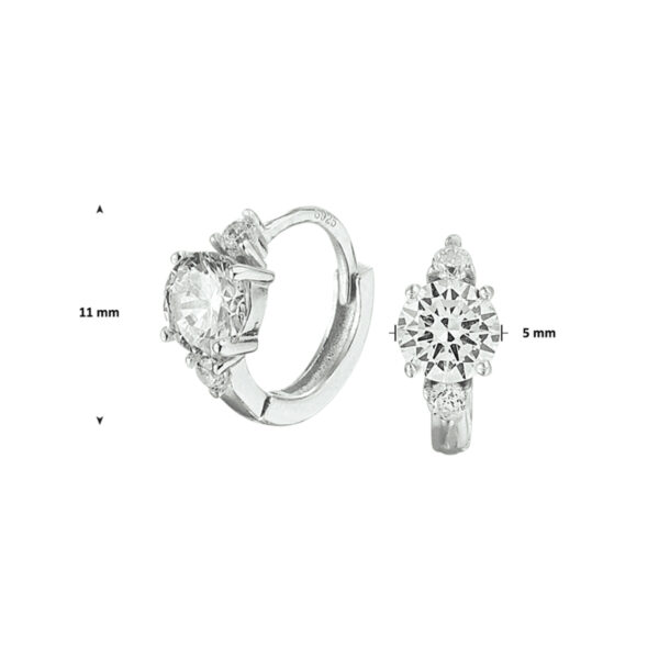 klapoorringen zirkonia zilver gerhodineerd - Afbeelding 2