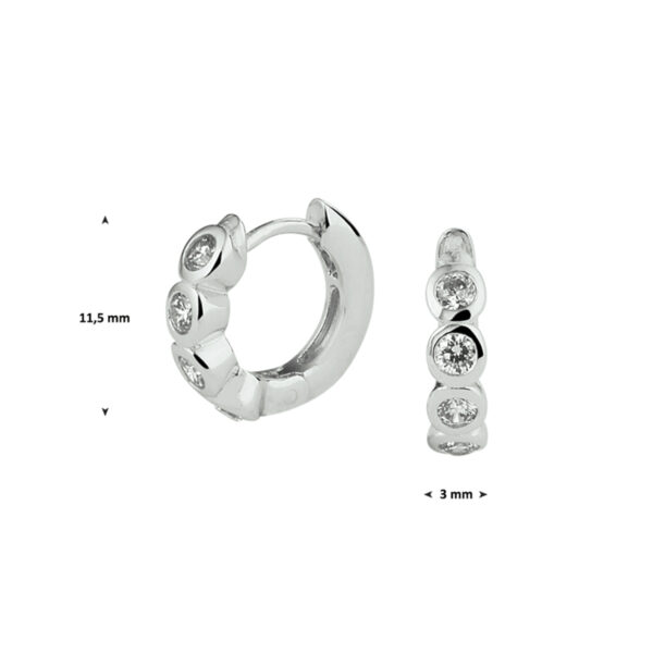 klapoorringen zirkonia zilver gerhodineerd - Afbeelding 3