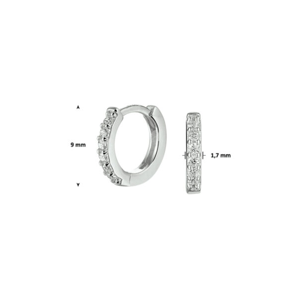 klapoorringen zirkonia zilver gerhodineerd - Afbeelding 3