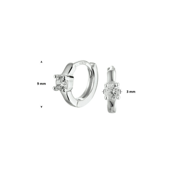 klapoorringen zirkonia zilver gerhodineerd - Afbeelding 3