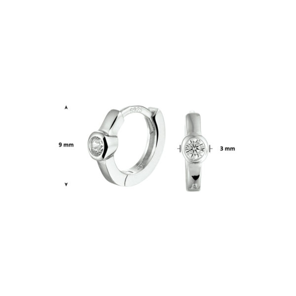 klapoorringen zirkonia zilver gerhodineerd - Afbeelding 3