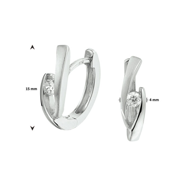 klapoorringen zirkonia zilver gerhodineerd - Afbeelding 3