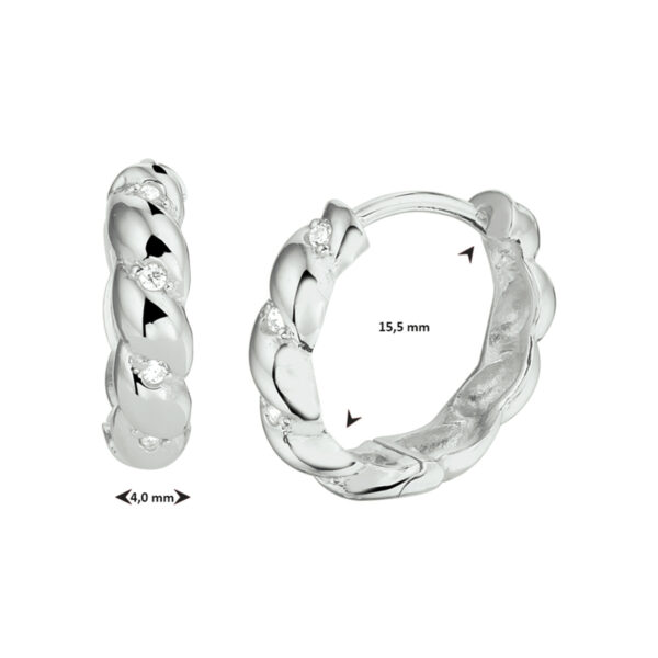 klapoorringen zirkonia zilver gerhodineerd - Afbeelding 3