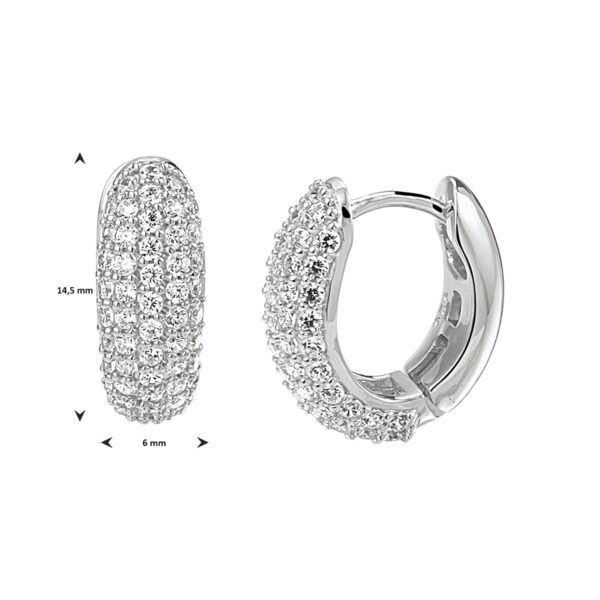 klapoorringen zirkonia zilver gerhodineerd - Afbeelding 3