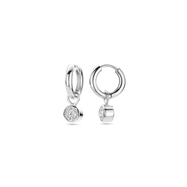 klapoorringen zirkonia zilver gerhodineerd - Afbeelding 3