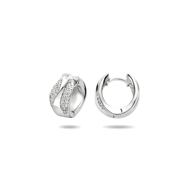 klapoorringen zirkonia zilver gerhodineerd - Afbeelding 3